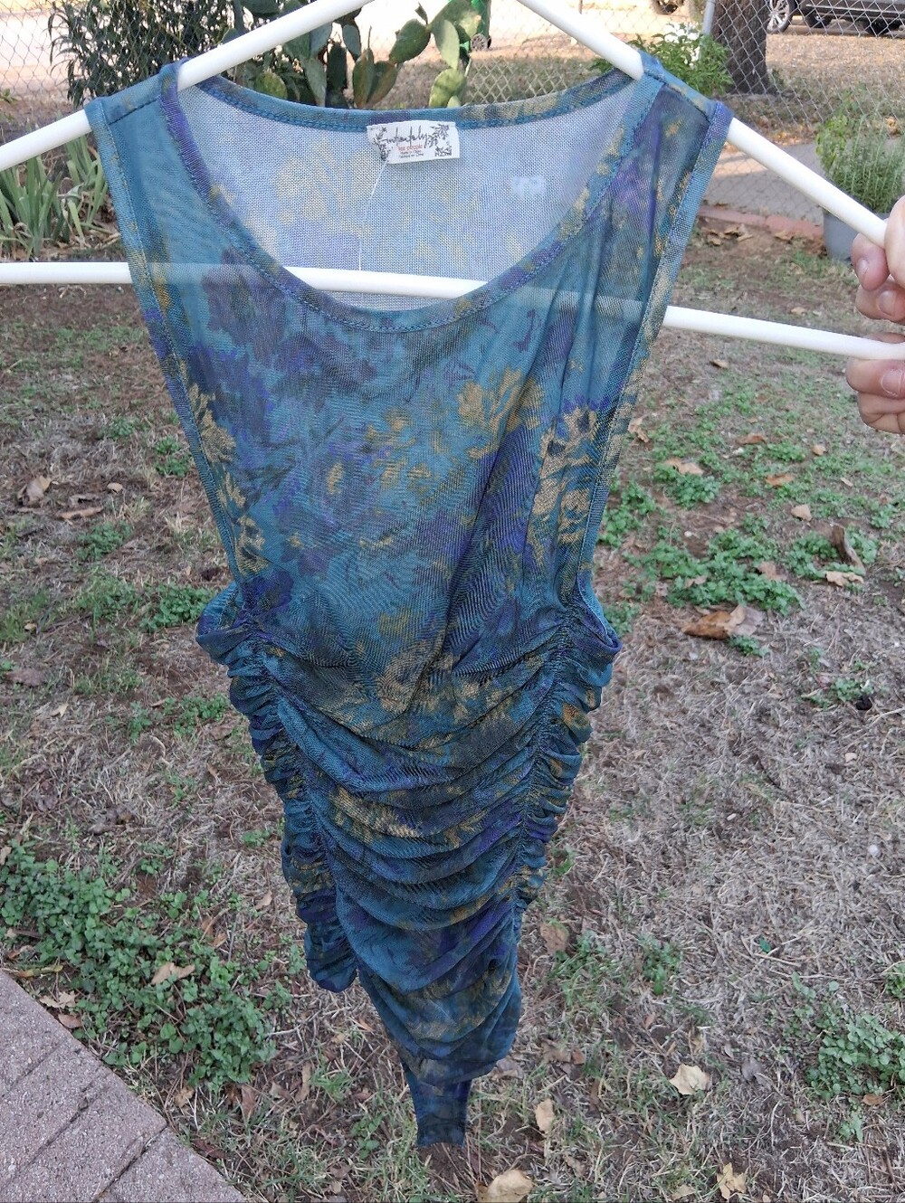 Free People Intimately Green And Gold Bodysuit Xsmall Amazing Condition. Sheer